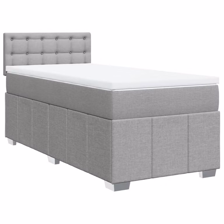 Giroletto a Molle con Materasso Grigio Chiaro 80x200 cm Tessuto