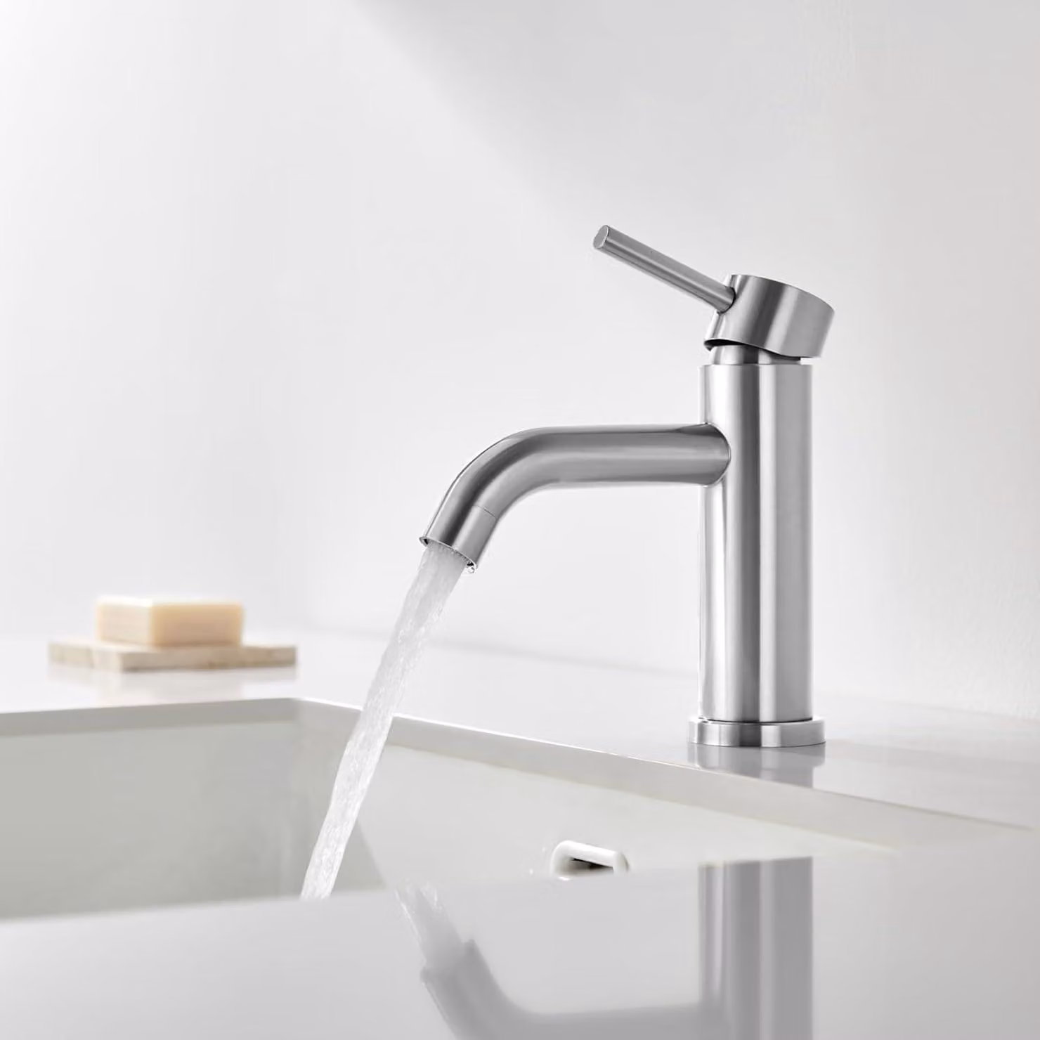 Miscelatore per lavabo Silver, miscelatore per bagno con nucleo in Vetroceramica, miscelatore monocomando per lavabo, miscelatore per bagno, miscelatore per lavabo per WC ospiti