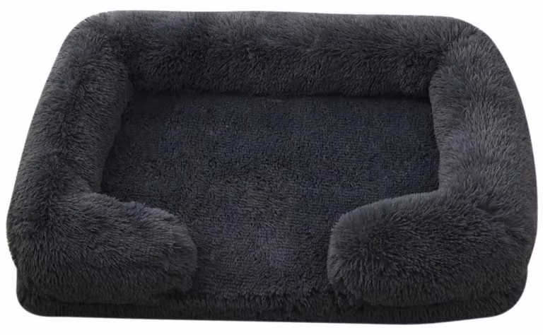 Cuccia per cani, rettangolare, in peluche, morbida, per animali domestici, adatta anche per gatti, lavabile, colore grigio scuro, taglia S, 40x35 cm