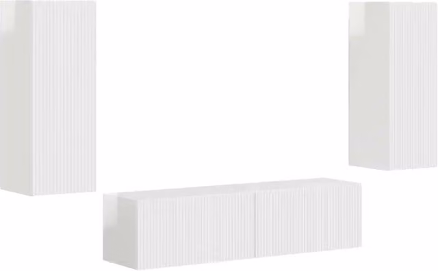 Set mobile TV 2 pz | Armadietto TV | Mobile Porta TV Bianco Lucido Legno multistrato