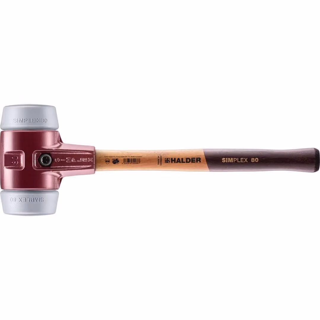 Mazza SIMPLEX soft-face con alloggiamento TE e impugnatura in legno, Ø 80, TPE-mid