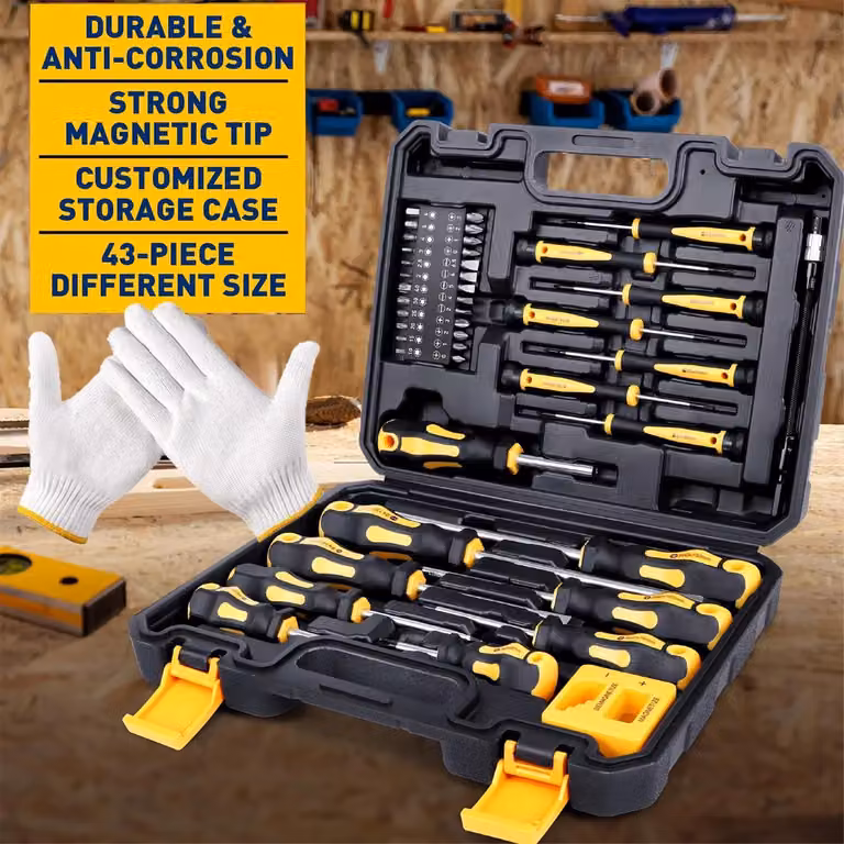 Elzusha - Set professionale di cacciaviti con supporto magnetico per punte