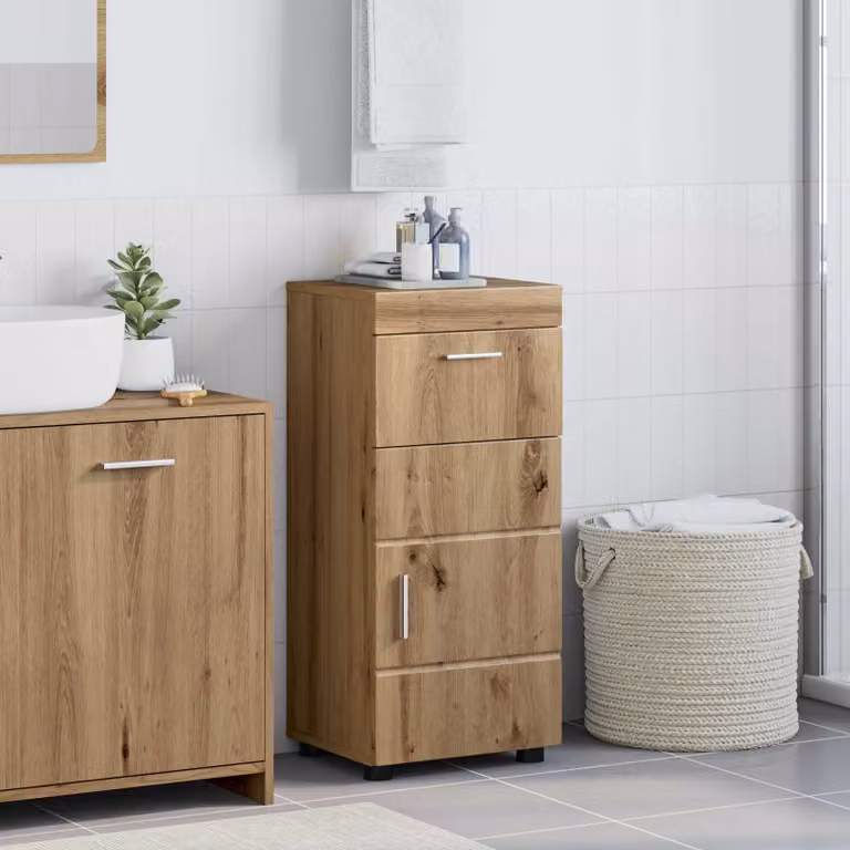 vidaXL Set di Armadi da Bagno TULUM Moderno in Rovere Marrone con Ante e Cassetti