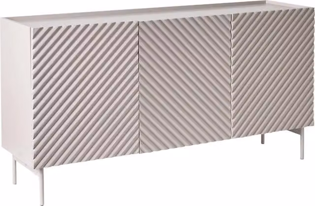 Credenza a 3 ante MDF beige chiaro con gambe in metallo Design moderno Camera da letto Soggiorno