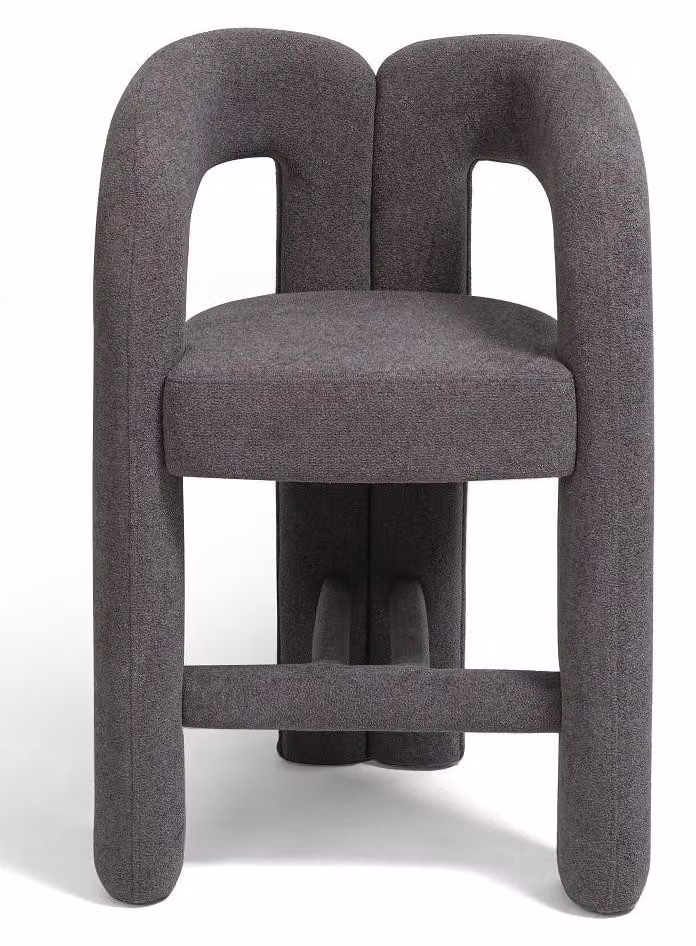 Sedia da bar, design moderno, grigio, scultorea, monolitica, espressiva