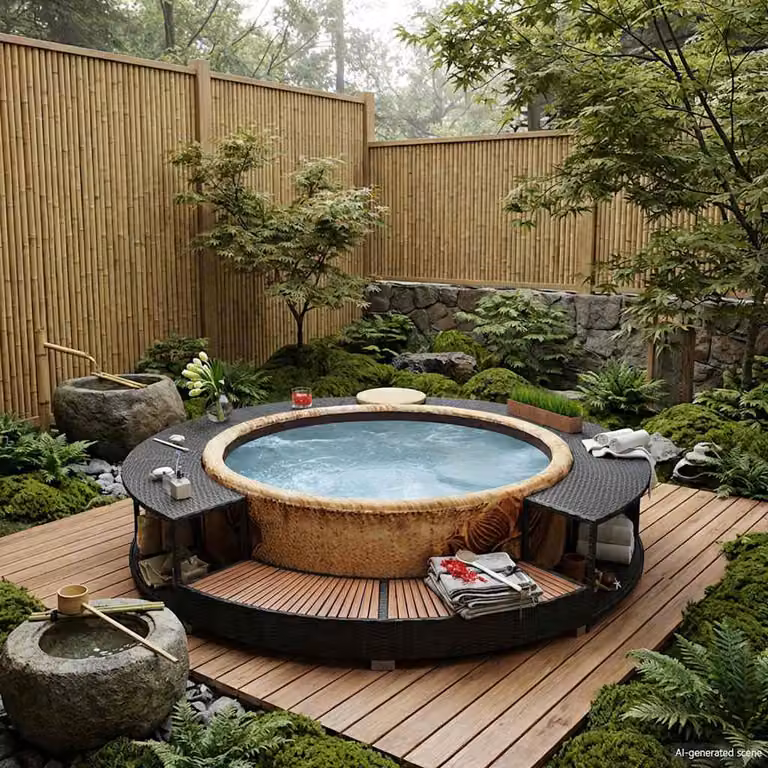 Bordo per vasca da spa vidaXL in polyrattan nero con contenitore per storage