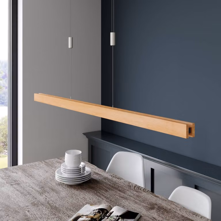 Lampada a sospensione Alin Quitani, dimmerabile, Legno chiaro, Soggiorno / Sala da pranzo, Legno, Moderno, Lampada a sospensione