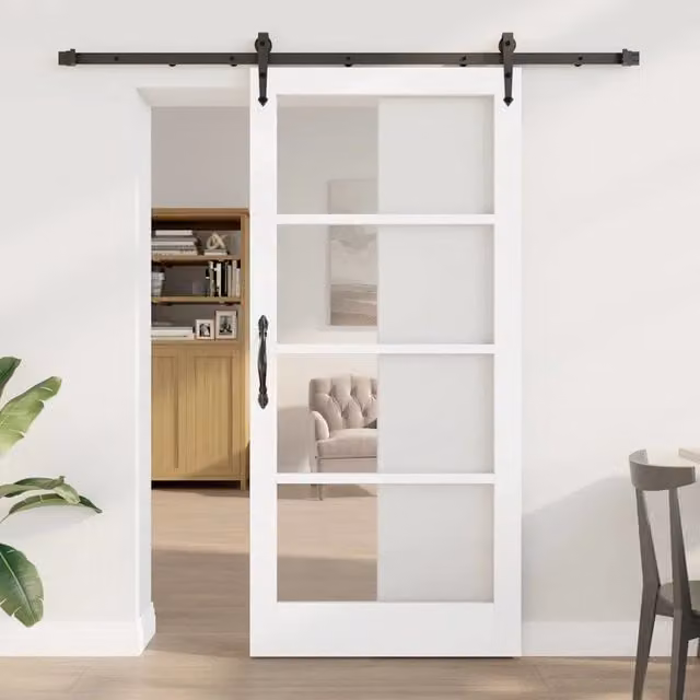 Porta scorrevole minimalist in legno massello e vetro vidaXL L: 93 cm, H: 202 cm – 1