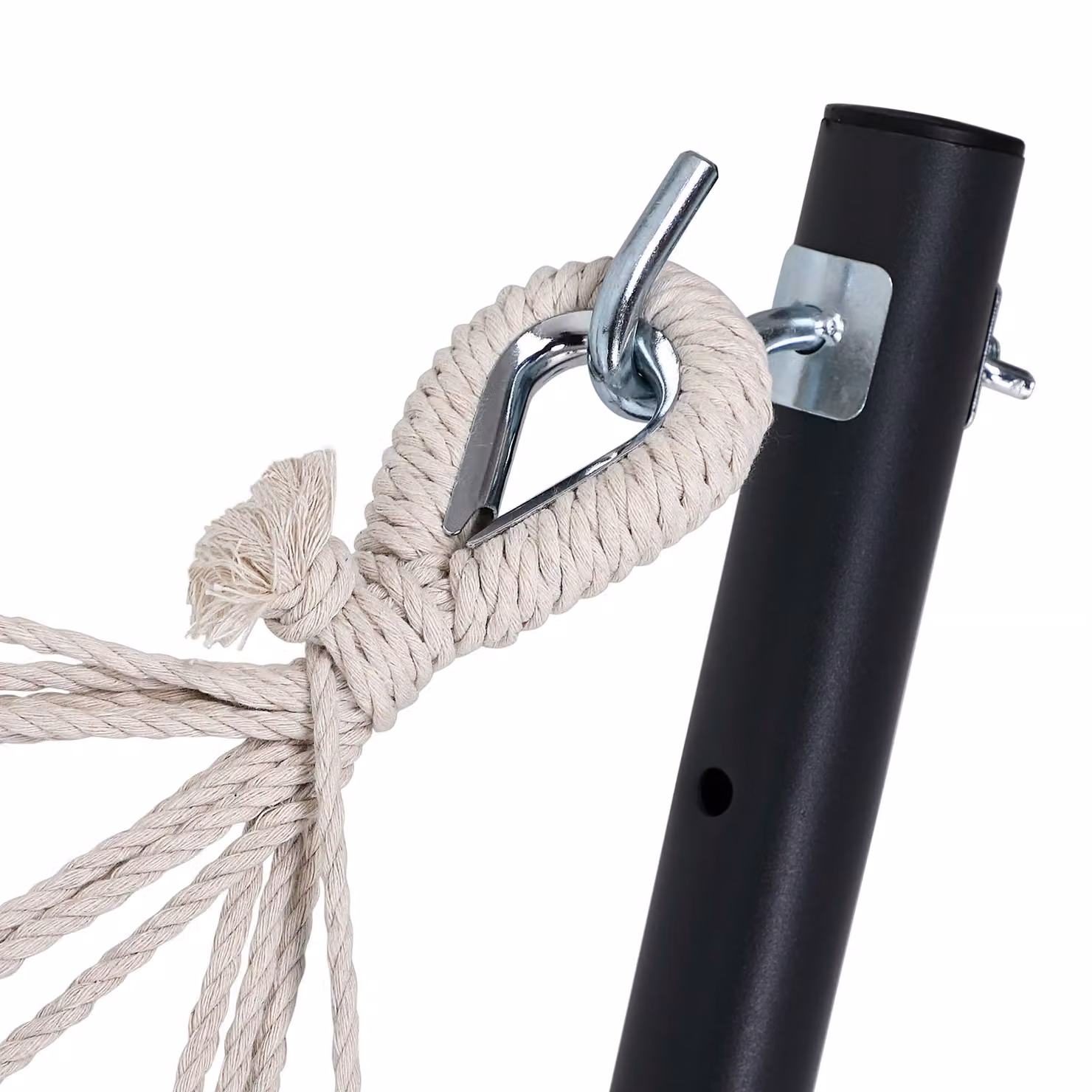 Amaca Detex con supporto in acciaio verniciato a polvere blu e multicolore a righe per esterni, L: 200 cm, P: 80 cm, max 150 kg – 2