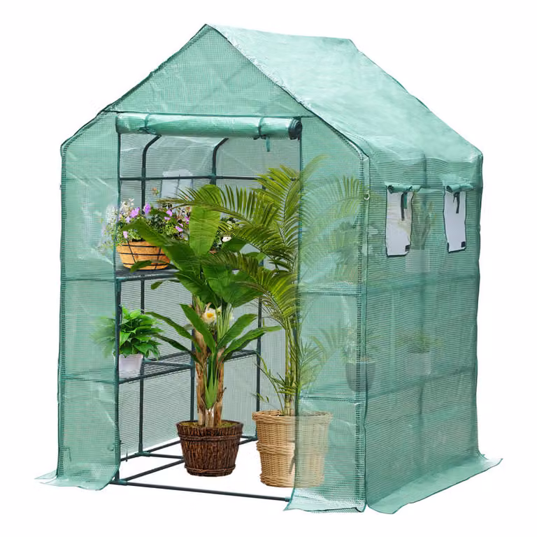 Jopassy serra in foglio Serra per pomodori, con rete a traliccio foglio per giardino per la coltivazione, riutilizzabile, verde143x143x195 cm