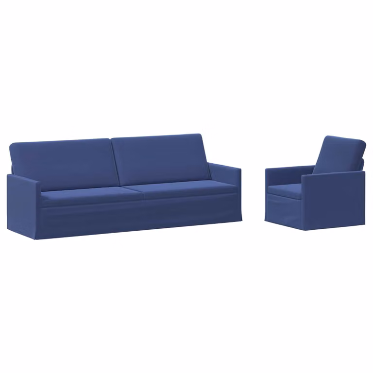 Set di 2 divani moderni vidaXL in velluto blu con struttura in metallo per soggiorno o ufficio