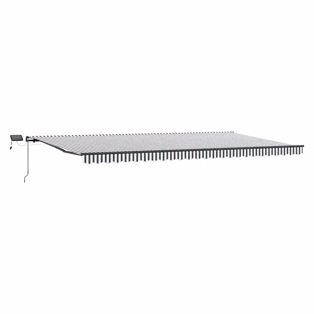 vidaXL Tenda Retrattile Manuale con LED in Alluminio e Poliestere, Colore Antracite e Bianco, L: 600 cm, P: 300 cm – 2