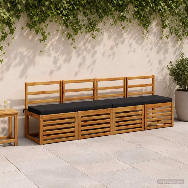 Cuscino per panchina vidaXL VUGHT nero in poliestere con rivestimento rimovibile e resistente ai raggi UV