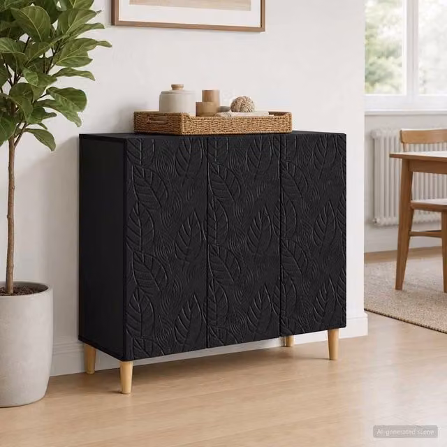 Credenza classica vidaXL in legno MDF nero e marrone L: 89 cm, P: 34,5 cm, H: 80 cm