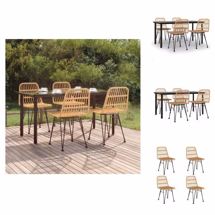 vidaXL Set da pranzo da giardino 5 pezzi in rattan - Set di mobili da giardino