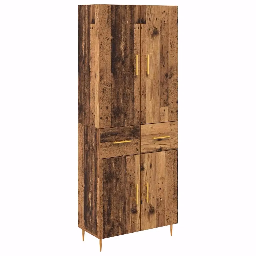 Credenza moderna vidaXL in legno ingegnerizzato marrone e oro, sospesa, L: 69,5 cm, P: 34 cm, H: 180 cm – 2