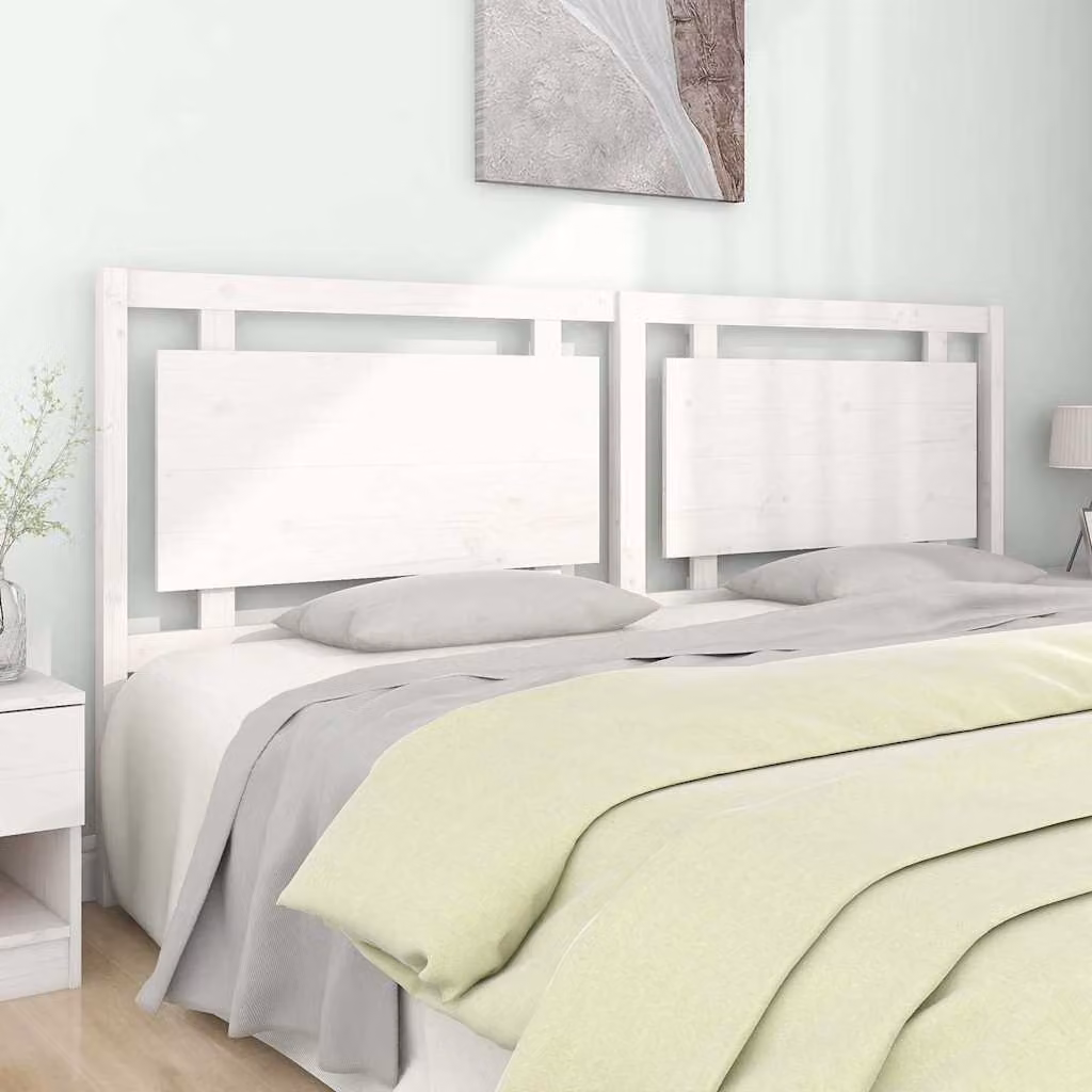 Testiera per letto vidaXL in legno massello di pino bianco, stile rustico, L: 205,5 cm, P: 4 cm, H: 100 cm