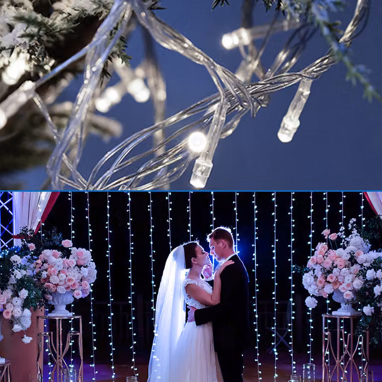 Jopassy LED luci di fata luci di tenda decorazione luci di tenda con 200 LED 8 modalità di luce USB luci di fata per Natale-IP44 bianco freddo