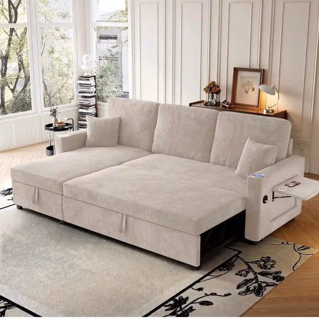 Divano angolare letto con contenitore ¨C Minimal ¨C Tessuto