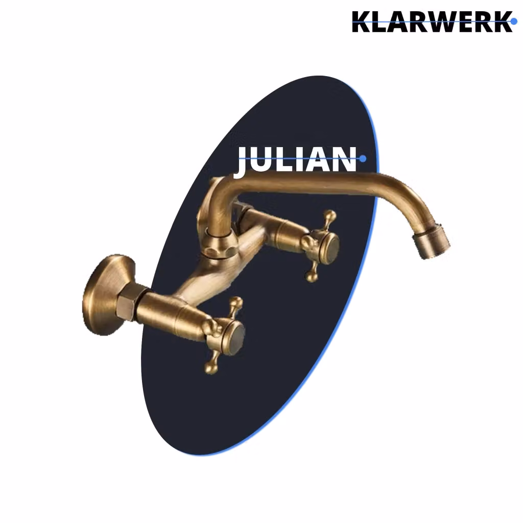 Miscelatore da parete Klarwerk JULIAN in ottone spazzolato e acciaio inox con canna girevole a 360 gradi per cucina e bagno – 2