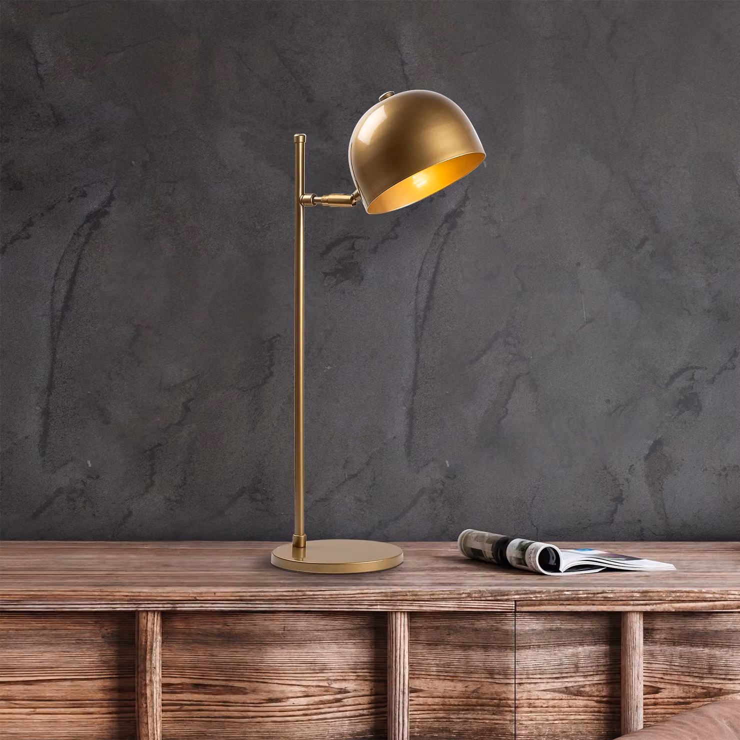 Opviq, Alfa - 13006, lampada da tavolo, oro, metallo, 18 x 20 x 58 cm