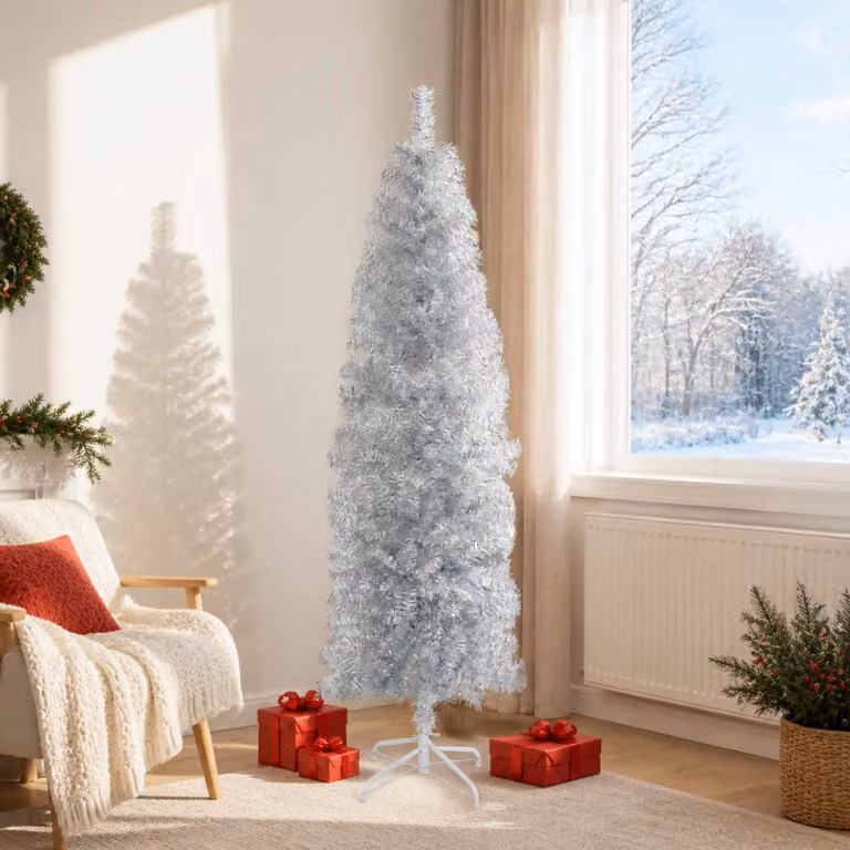 vidaXL Albero di Natale Artificiale Sottile 180 cm PVC e Acciaio
