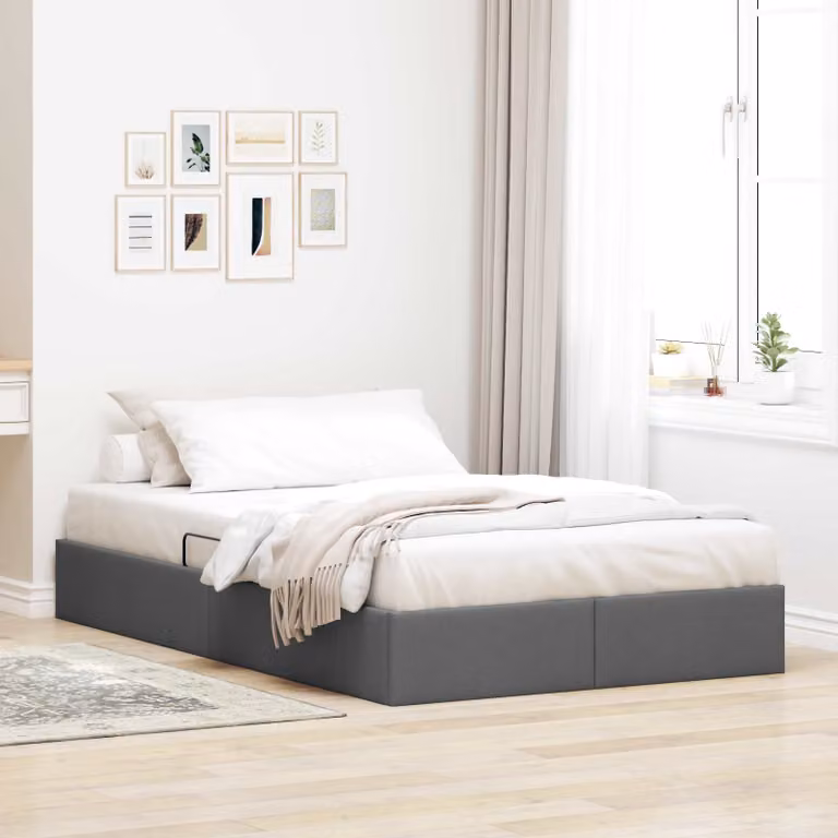 Letto ottomano vidaXL in tessuto grigio con base a sollevamento L/P: 120 x 200 cm