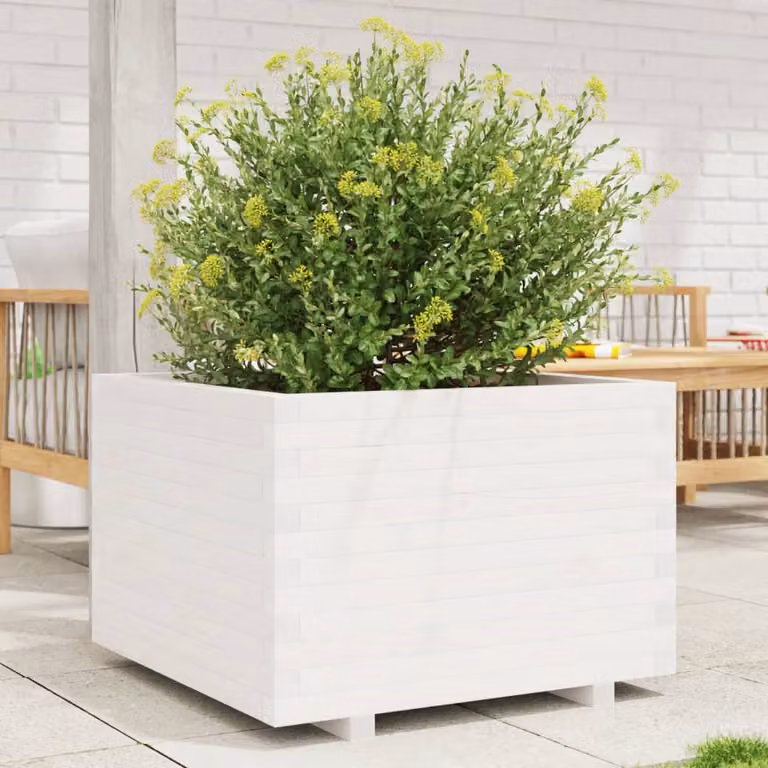 vidaXL Fioriera da Giardino Bianca in Legno di Pino, L/P/H: 70 x 70 x 49,5 cm