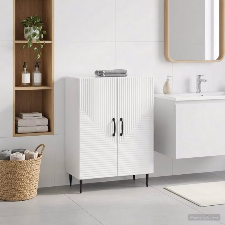 Mobiletto da bagno vidaXL HAARLEM moderno bianco lucido L/P/H: 59,5 x 31 x 80 cm