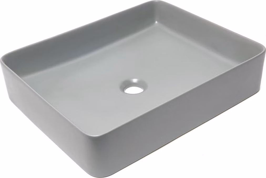 SAT INFINITIO lavabo da appoggio 50 x 40 x 11 cm con scarico a scomparsa, grigio opaco