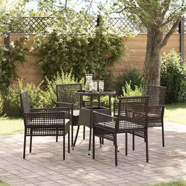 Set da Pranzo per Giardino 5 pz Marrone polyrattan 3334944