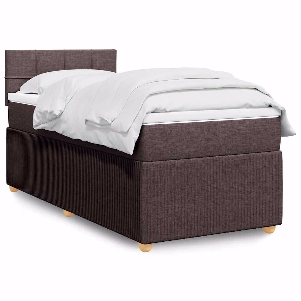 vidaXL Letto Ibrido con Materasso a Molle Insacchettate Marrone e Bianco L/P/H: 90 x 190 x 100,5 cm