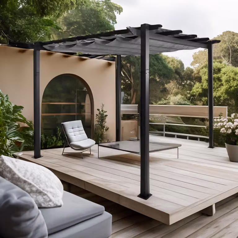 Pergola in alluminio HWC-N93, gazebo da giardino, telaio stabile da 8 cm, tetto scorrevole UV50+ 3x3m ~ grigio