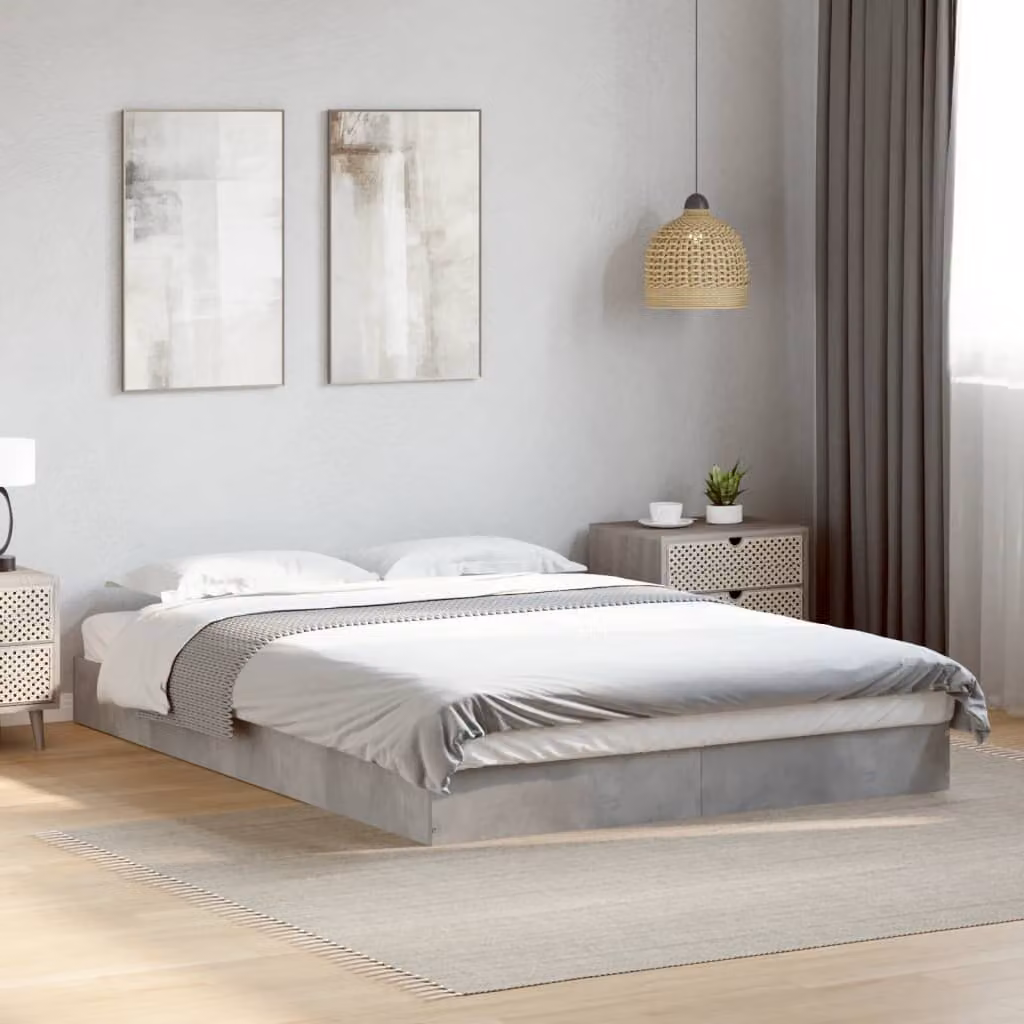 vidaXL Giroletto moderno in legno multistrato grigio cemento L/P: 140 x 200 cm