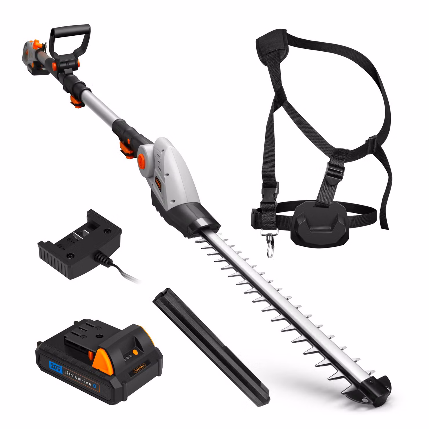 VonHaus Tagliasiepi 20V con Batteria inclusa, Tagliasiepi Telescopico Estensibile, Doppia Lama 45cm