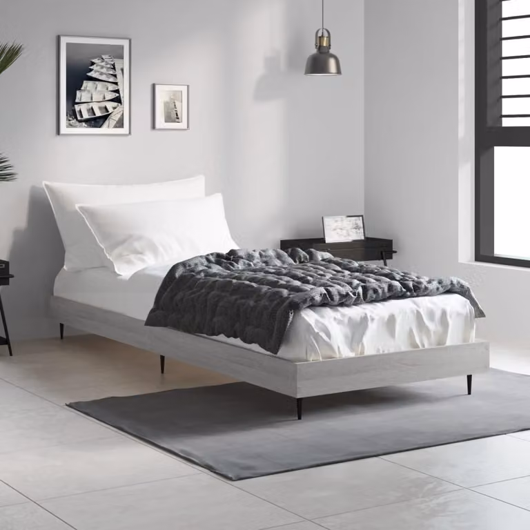 Giroletto vidaXL in legno multistrato e metallo, colore Grigio Sonoma, L 75 cm x P 190 cm