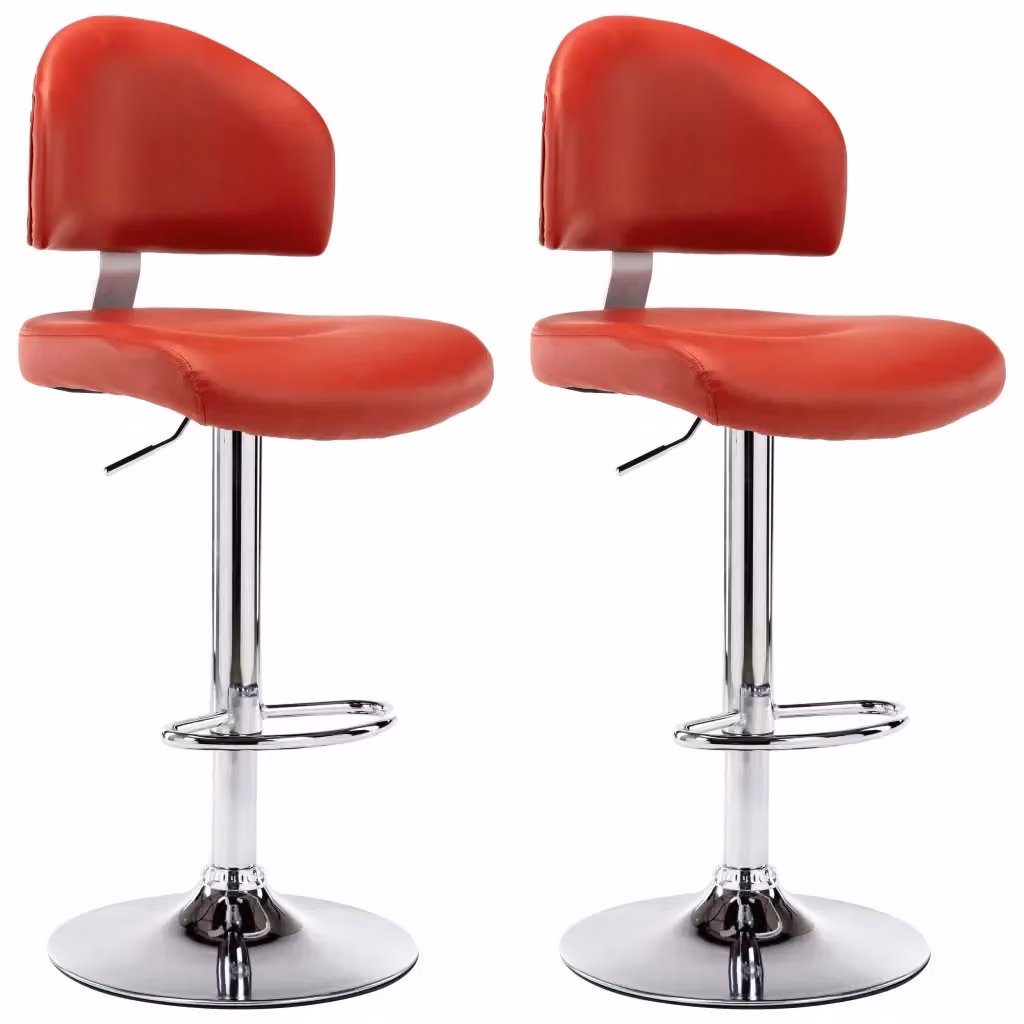 Set di 2 sgabelli da bar vidaXL in similpelle rosso vino con seduta girevole a 360 gradi – 2