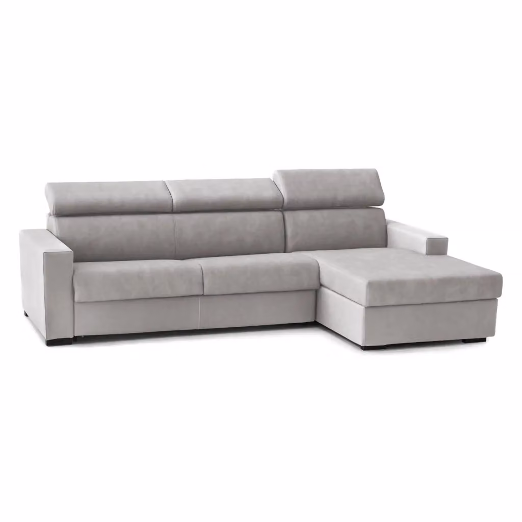 Divano Letto Allevatore Talamo Italia, Divano ad Angolo con Penisola Contenitore Destra e Apertura Girevole, Grigio, L 280 cm x P 95 cm x H 85 cm – 2