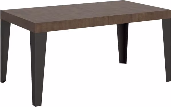 Tavolo allungabile moderno Itamoby Flame con telaio in metallo antracite e piano noce, L/P/H: 160 x 90 x 77 cm (estendibile fino a 264 cm)