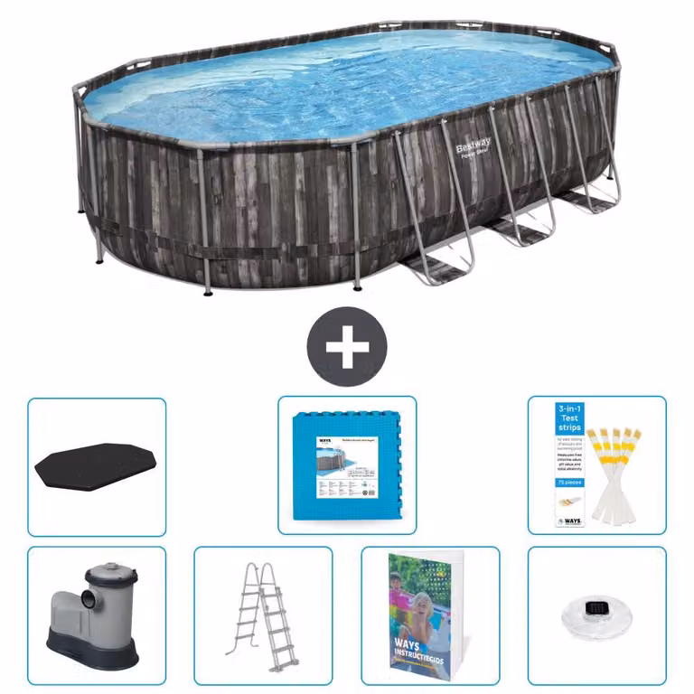 Bestway Power Steel, piscina ovale - 610x366x122 cm - composta da 6 parti, modello S674
