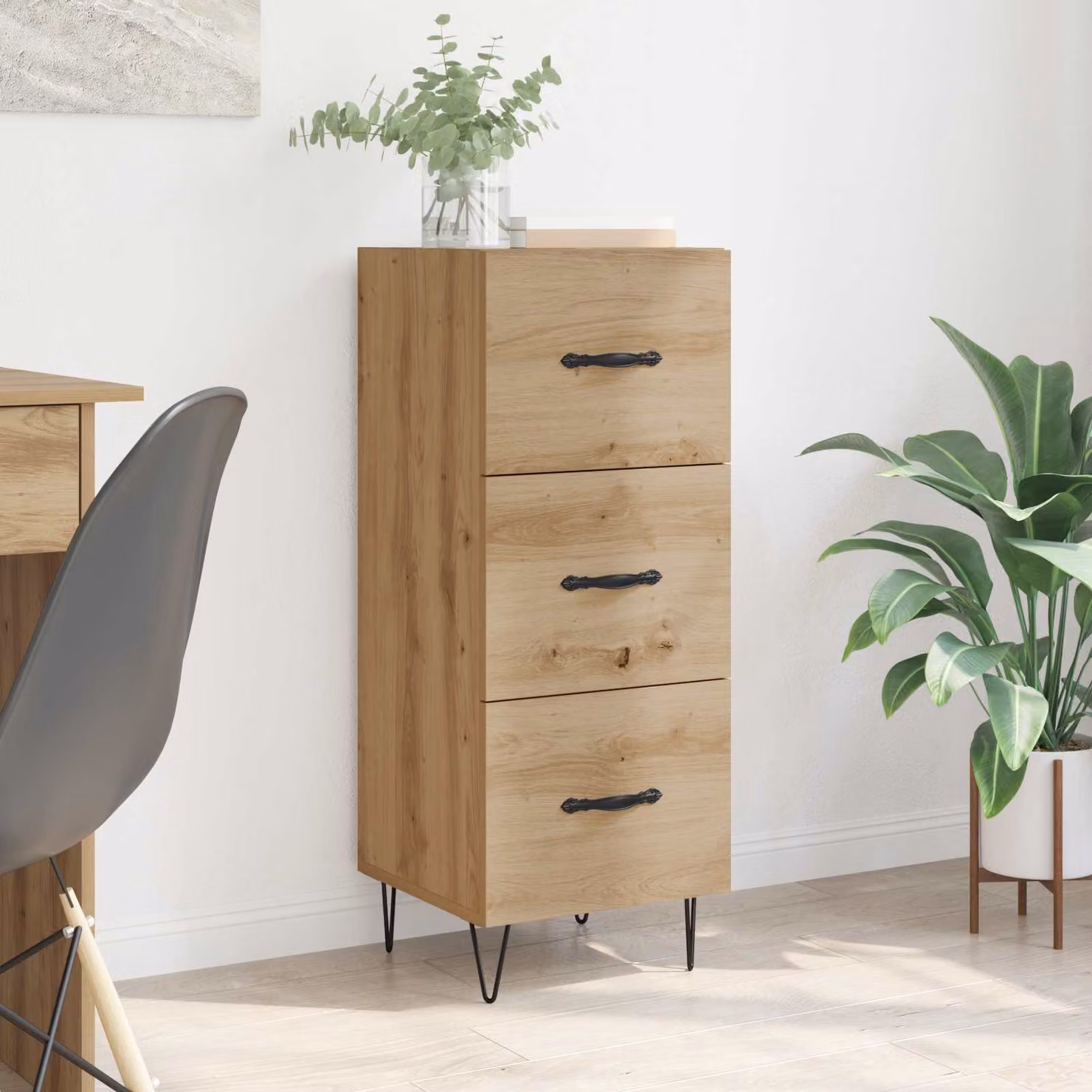 Credenza moderna vidaXL in legno color rovere marrone L: 34 cm, P: 34.5 cm, H: 90 cm