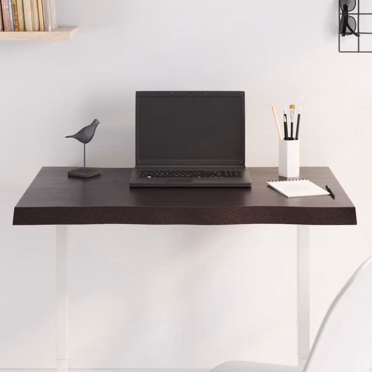 Piano Tavolo in Rovere con Bordo Naturale Marrone Scuro vidaXL L: 80 cm, P: 60 cm, H: 3 cm
