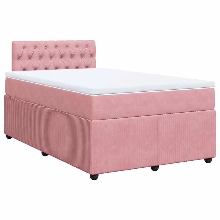 Giroletto a Molle con Materasso Rosa 120x200 cm in Velluto