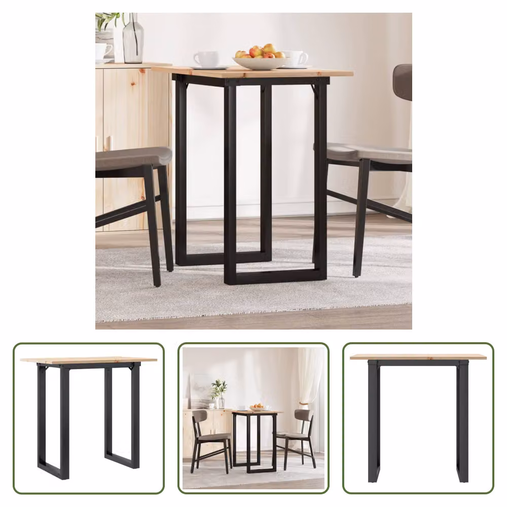 The Living Store Tavolo da pranzo O-frame 80x50x75 cm in pino massiccio e ghisa