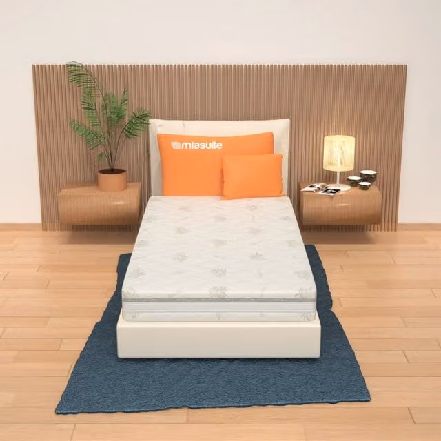 Materasso Ibrido MIASUITE con Memory Foam e Waterfoam, Rivestimento Sfoderabile, Bianco, L/P/H: 90 x 190 x 25 cm – 1