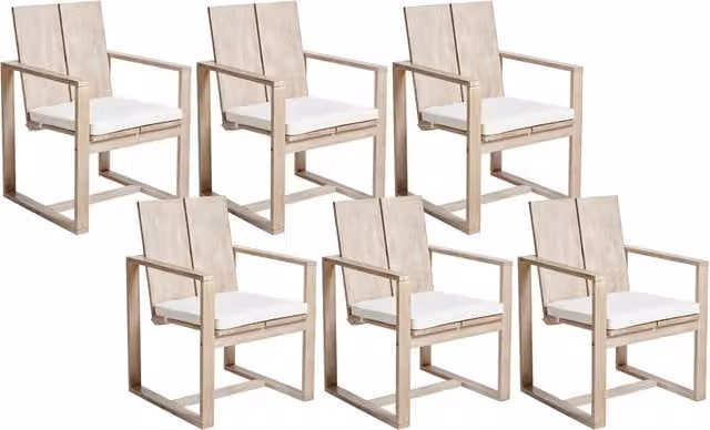 Set di 6 sedie da giardino BELIANI in legno di acacia oliato con braccioli stile rustico, colori marrone e bianco