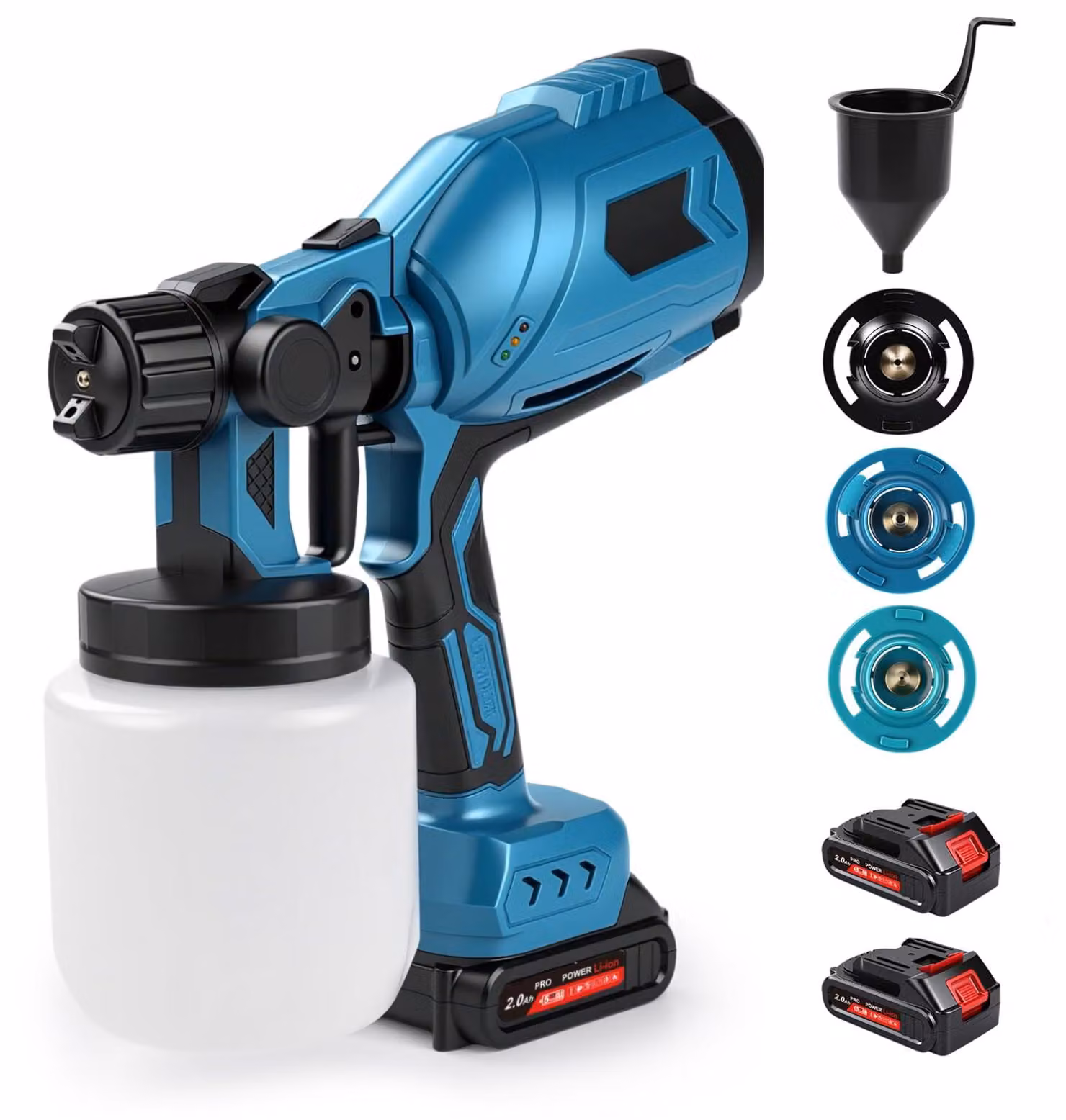 Sistema di verniciatura a spruzzo Accu-verf, 500 W, 1000 ml, pistola a spruzzo HVLP senza fili, con 3 ugelli