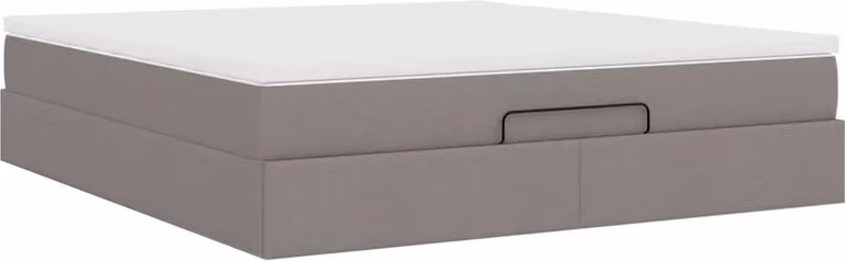 Struttura Letto Pouf con Materasso Tortora 160x200cm in Tessuto