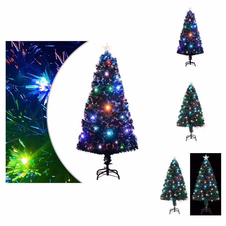 albero di Natale vidaXL con illuminazione e supporto 120 cm in fibra di vetro - Alberi di Natale