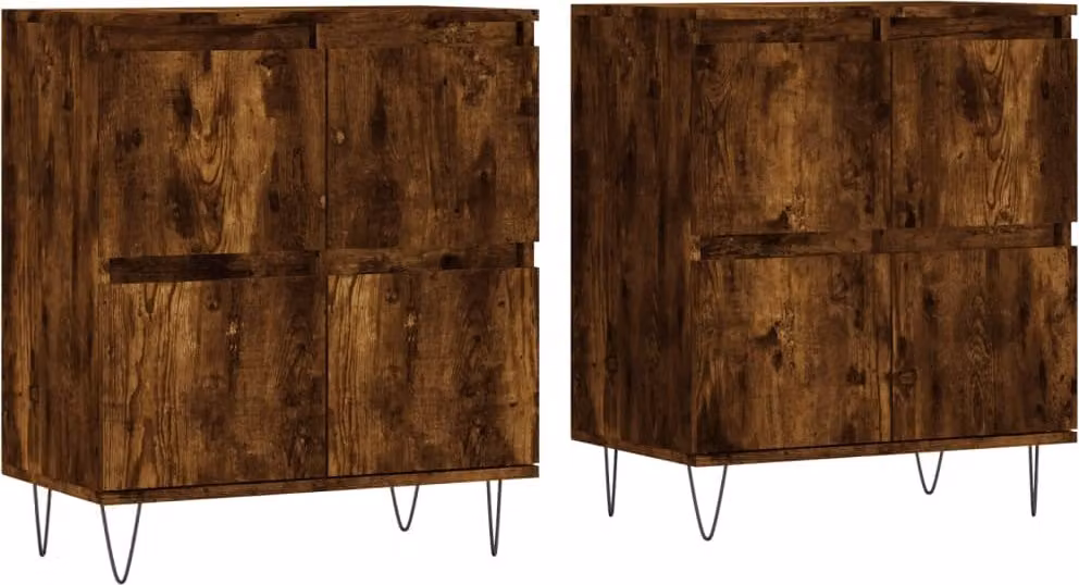 Credenze 2 pz Rovere Fumo in Legno Multistrato